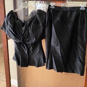 Silk off shoulders suit